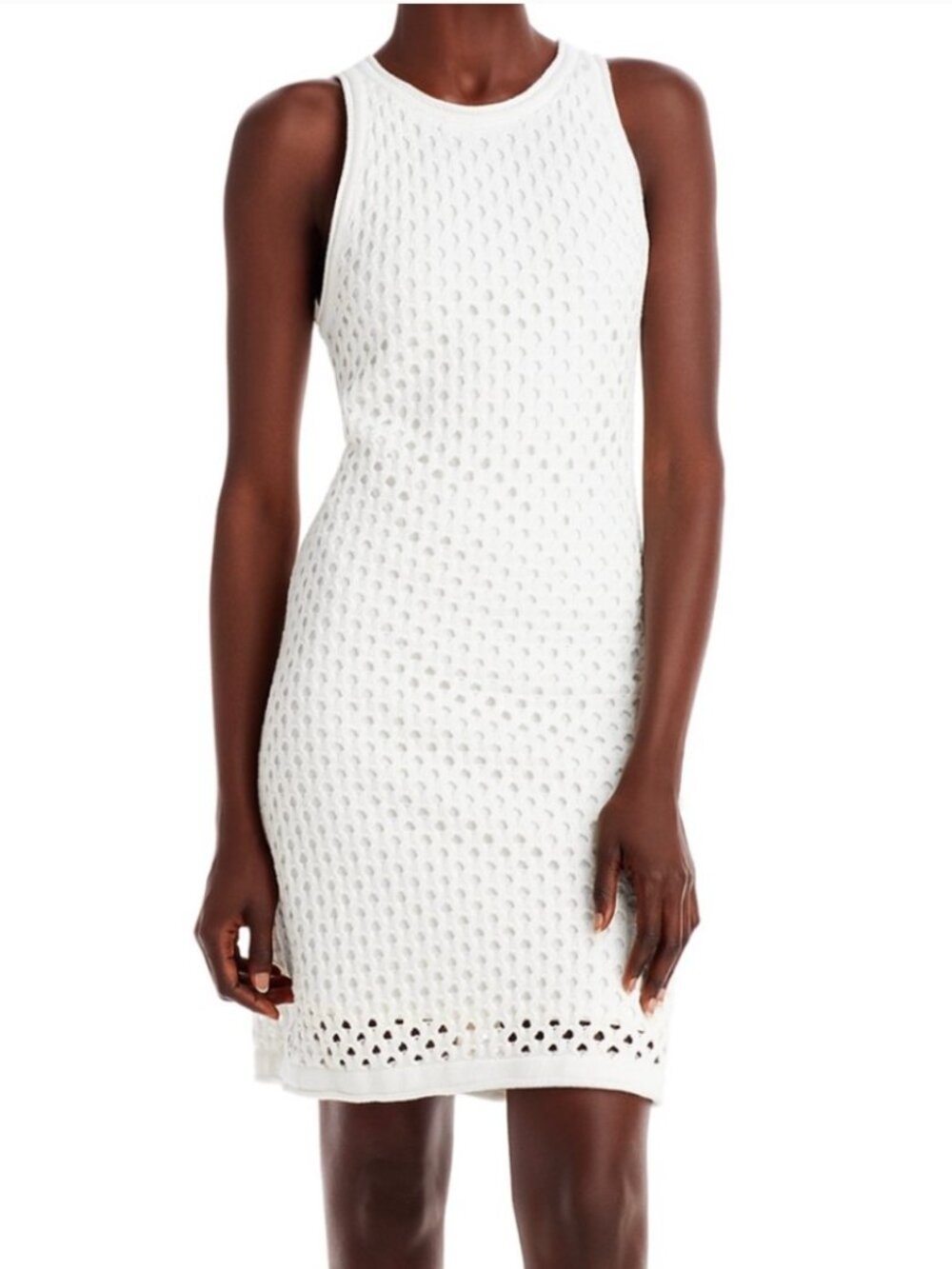 AQUA WHITE CROCHET DRESS MEDIUM